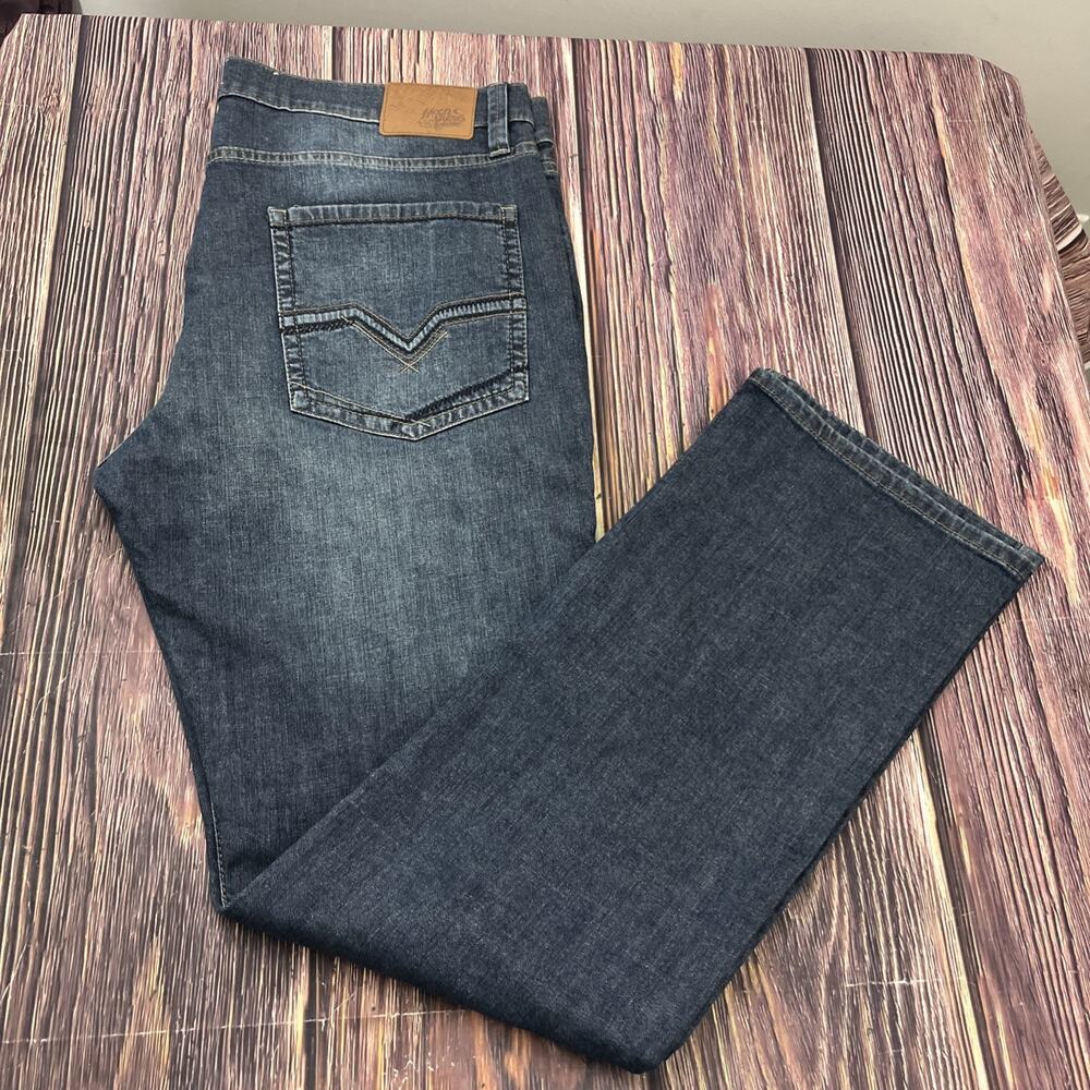 Moon Shine Spirit 120 Proof Stackable Straight Jeans Mens 40x32 (Actual 40x35)